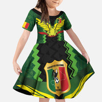 Custom Mali Football Family Matching Long Sleeve Bodycon Dress and Hawaiian Shirt Les Aigles-Green Gold and Red