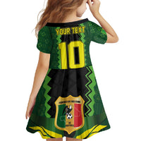 Custom Mali Football Family Matching Long Sleeve Bodycon Dress and Hawaiian Shirt Les Aigles-Green Gold and Red
