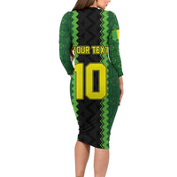 Custom Mali Football Family Matching Long Sleeve Bodycon Dress and Hawaiian Shirt Les Aigles-Green Gold and Red