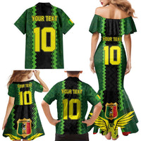 Custom Mali Football Family Matching Mermaid Dress and Hawaiian Shirt Les Aigles-Green Gold and Red