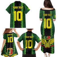 Custom Mali Football Family Matching Puletasi and Hawaiian Shirt Les Aigles-Green Gold and Red