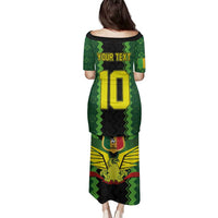 Custom Mali Football Family Matching Puletasi and Hawaiian Shirt Les Aigles-Green Gold and Red