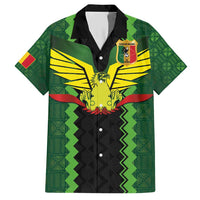 Custom Mali Football Family Matching Short Sleeve Bodycon Dress and Hawaiian Shirt Les Aigles-Green Gold and Red
