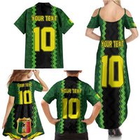 Custom Mali Football Family Matching Summer Maxi Dress and Hawaiian Shirt Les Aigles-Green Gold and Red
