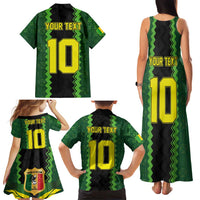 Custom Mali Football Family Matching Tank Maxi Dress and Hawaiian Shirt Les Aigles-Green Gold and Red