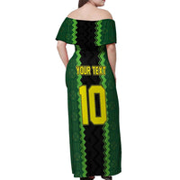 Custom Mali Football Off Shoulder Maxi Dress Les Aigles-Green Gold and Red