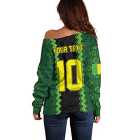 Custom Mali Football Off Shoulder Sweater Les Aigles-Green Gold and Red