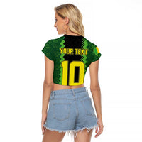 Custom Mali Football Raglan Cropped T Shirt Les Aigles-Green Gold and Red