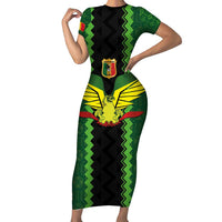 Custom Mali Football Short Sleeve Bodycon Dress Les Aigles-Green Gold and Red