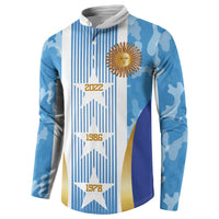 Custom Argentina Football Button Sweatshirt La Albiceleste Three Times The Best in The World