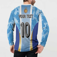 Custom Argentina Football Button Sweatshirt La Albiceleste Three Times The Best in The World