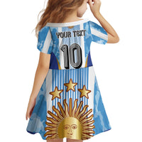 Custom Argentina Football Kid Short Sleeve Dress La Albiceleste Three Times The Best in The World