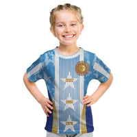 Custom Argentina Football Kid T Shirt La Albiceleste Three Times The Best in The World