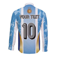 Custom Argentina Football Long Sleeve Button Shirt La Albiceleste Three Times The Best in The World