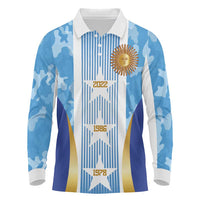 Custom Argentina Football Long Sleeve Polo Shirt La Albiceleste Three Times The Best in The World