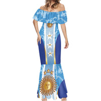 Custom Argentina Football Mermaid Dress La Albiceleste Three Times The Best in The World