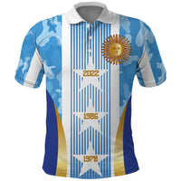 Custom Argentina Football Polo Shirt La Albiceleste Three Times The Best in The World