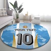 Custom Argentina Football Round Carpet La Albiceleste Three Times The Best in The World