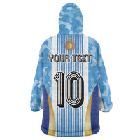 Custom Argentina Football Wearable Blanket Hoodie La Albiceleste Three Times The Best in The World