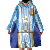 Custom Argentina Football Wearable Blanket Hoodie La Albiceleste Three Times The Best in The World