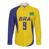 Custom Brazil Volleyball Long Sleeve Button Shirt Sport Wings Style