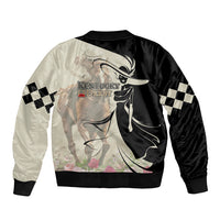 Kentucky Racing Horses Derby Hat Girl Bomber Jacket Beige Color - Wonder Print Shop