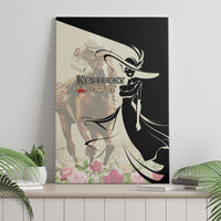 Kentucky Racing Horses Derby Hat Girl Canvas Wall Art Beige Color - Wonder Print Shop