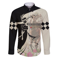 Kentucky Racing Horses Derby Hat Girl Family Matching Mermaid Dress and Hawaiian Shirt Beige Color - Wonder Print Shop