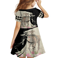 Kentucky Racing Horses Derby Hat Girl Kid Short Sleeve Dress Beige Color - Wonder Print Shop