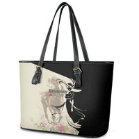 Kentucky Racing Horses Derby Hat Girl Leather Tote Bag Beige Color - Wonder Print Shop