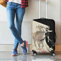 Kentucky Racing Horses Derby Hat Girl Luggage Cover Beige Color - Wonder Print Shop