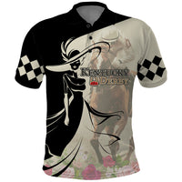 Kentucky Racing Horses Derby Hat Girl Polo Shirt Beige Color - Wonder Print Shop