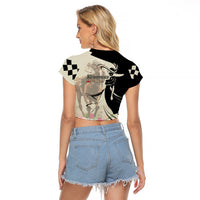 Kentucky Racing Horses Derby Hat Girl Raglan Cropped T Shirt Beige Color - Wonder Print Shop