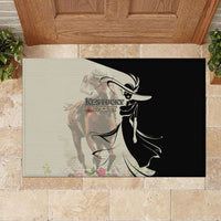 Kentucky Racing Horses Derby Hat Girl Rubber Doormat Beige Color - Wonder Print Shop