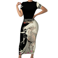Kentucky Racing Horses Derby Hat Girl Short Sleeve Bodycon Dress Beige Color - Wonder Print Shop