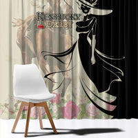 Kentucky Racing Horses Derby Hat Girl Window Curtain Beige Color - Wonder Print Shop