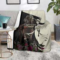 Kentucky Racing Horses Derby Hat Girl Blanket Black Color