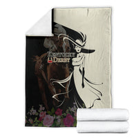 Kentucky Racing Horses Derby Hat Girl Blanket Black Color