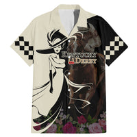 Kentucky Racing Horses Derby Hat Girl Family Matching Mermaid Dress and Hawaiian Shirt Black Color - Wonder Print Shop