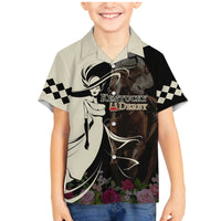 Kentucky Racing Horses Derby Hat Girl Family Matching Mermaid Dress and Hawaiian Shirt Black Color - Wonder Print Shop