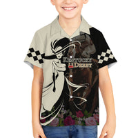 Kentucky Racing Horses Derby Hat Girl Family Matching Off Shoulder Maxi Dress and Hawaiian Shirt Black Color - Wonder Print Shop