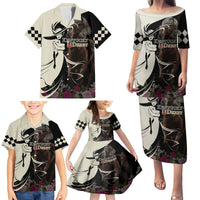 Kentucky Racing Horses Derby Hat Girl Family Matching Puletasi and Hawaiian Shirt Black Color - Wonder Print Shop