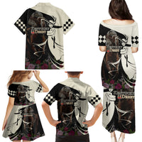 Kentucky Racing Horses Derby Hat Girl Family Matching Puletasi and Hawaiian Shirt Black Color - Wonder Print Shop