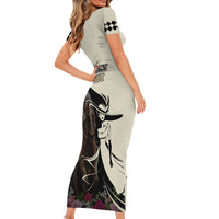 Kentucky Racing Horses Derby Hat Girl Family Matching Short Sleeve Bodycon Dress and Hawaiian Shirt Black Color - Wonder Print Shop