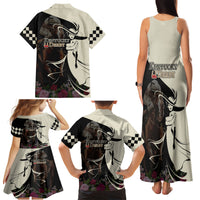 Kentucky Racing Horses Derby Hat Girl Family Matching Tank Maxi Dress and Hawaiian Shirt Black Color - Wonder Print Shop