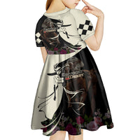 Kentucky Racing Horses Derby Hat Girl Kid Short Sleeve Dress Black Color - Wonder Print Shop