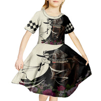 Kentucky Racing Horses Derby Hat Girl Kid Short Sleeve Dress Black Color - Wonder Print Shop
