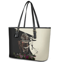 Kentucky Racing Horses Derby Hat Girl Leather Tote Bag Black Color - Wonder Print Shop