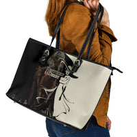 Kentucky Racing Horses Derby Hat Girl Leather Tote Bag Black Color - Wonder Print Shop