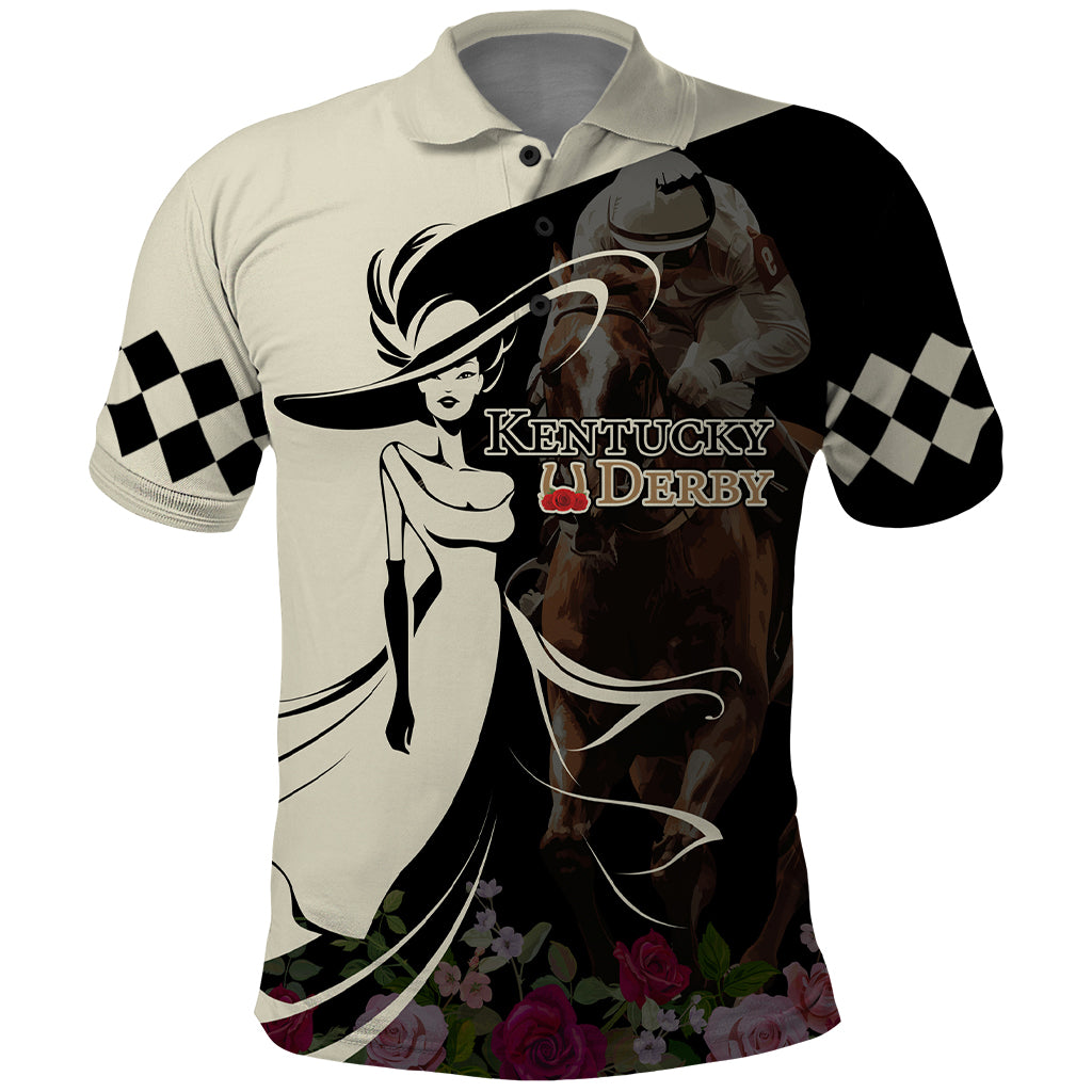 Kentucky Racing Horses Derby Hat Girl Polo Shirt Black Color